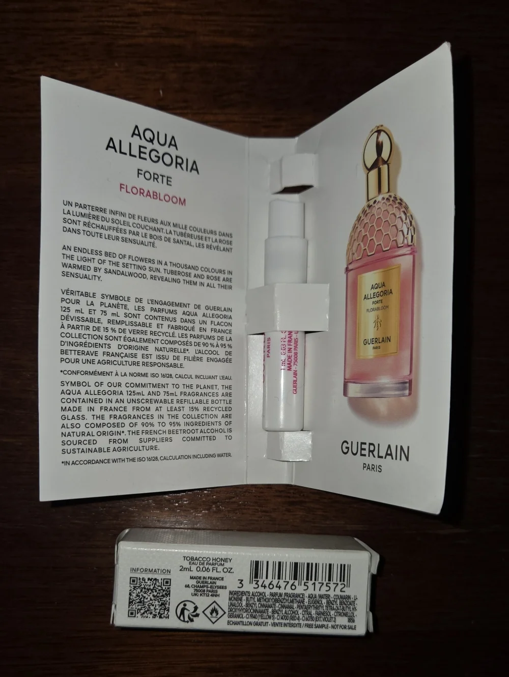 2 GUERLAIN PARIS SAMPLES TRAVEL TOBACCO HONEY & AQUA ALLEGORIA FORTE FLORABLOOM